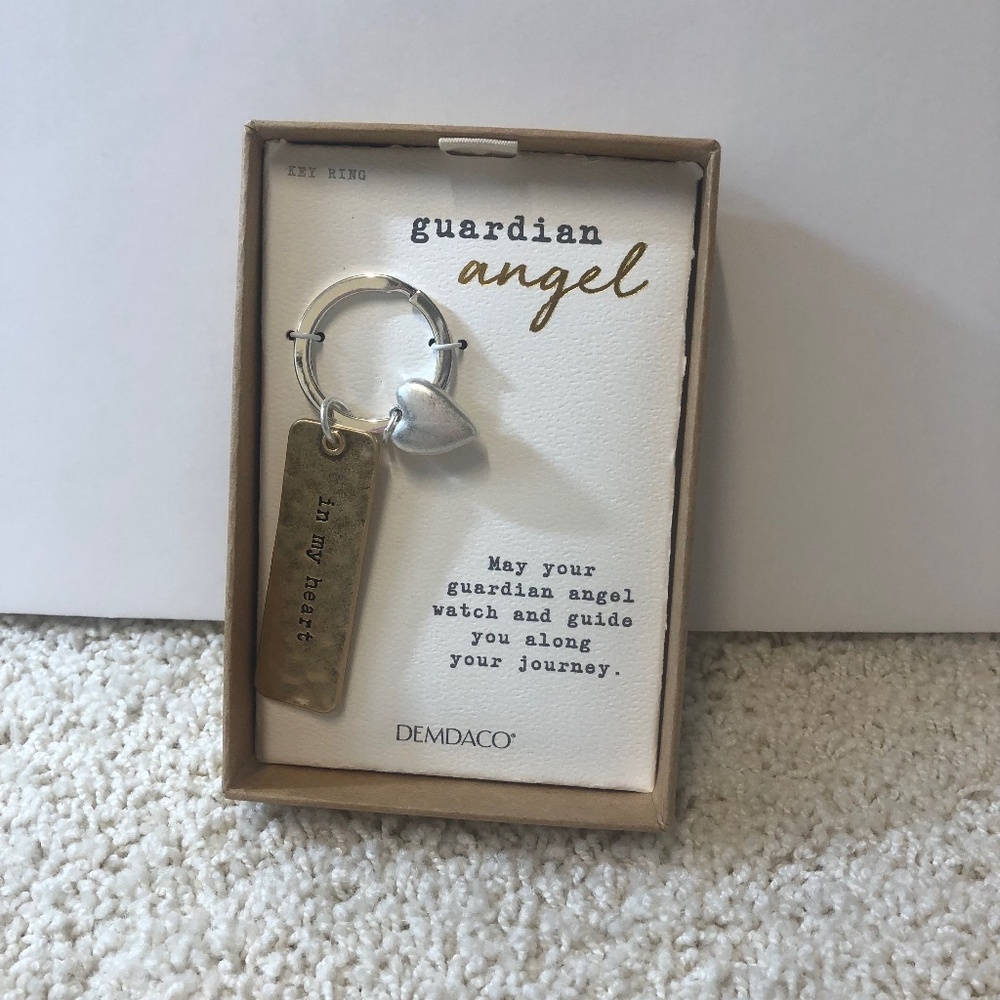 Demadaco In My Heart Watching - My Side Brushed Gold Tone 2.5 In Metal Key Ring